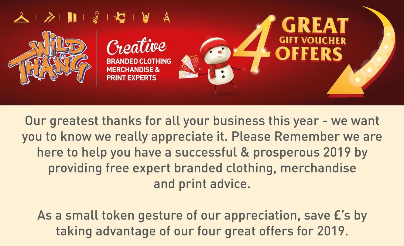 Wild Thang special thank you festive discount vouchers !